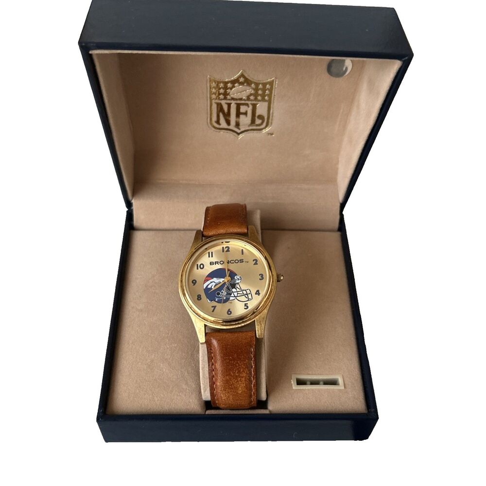 Vintage 1998 Denver Broncos NFL Fantasma Men's Gold Tone Watch New Battery